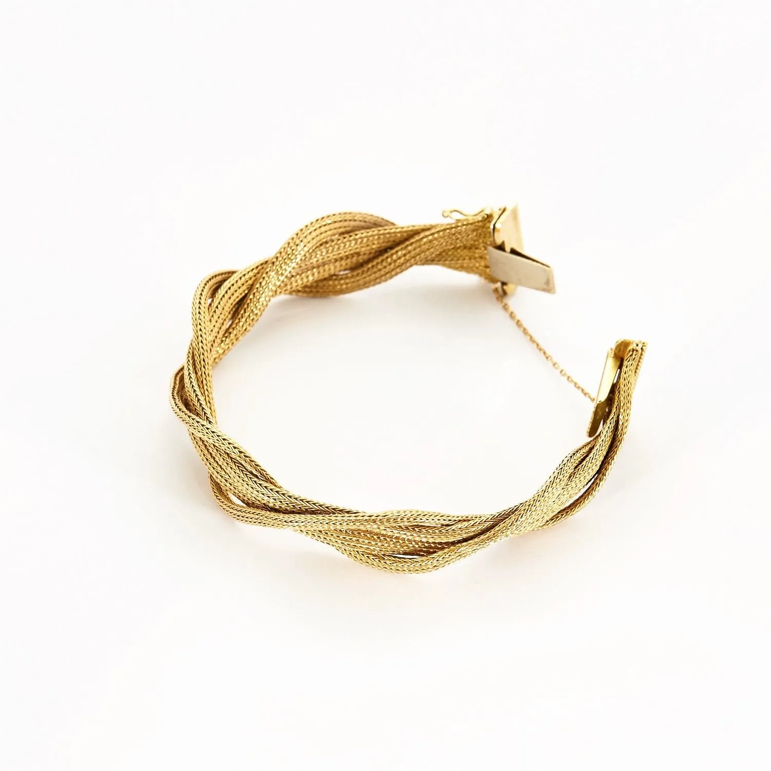 Bracelet manchette tressé en maille tissée or jaune sold by 58 Facettes product image thumbnail 4