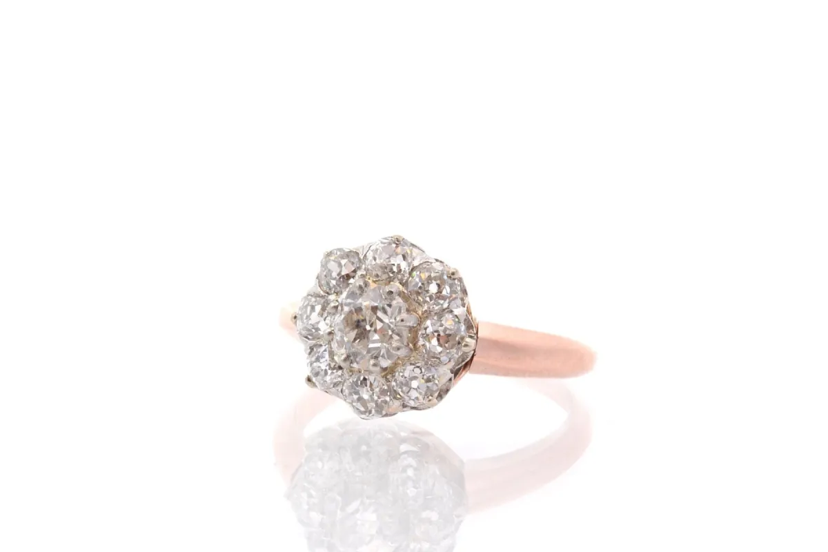 Bague ancienne diamants or rose sold by 58 Facettes