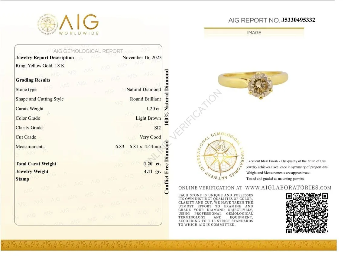 Bague solitaire Or jaune Diamant sold by 58 Facettes product image thumbnail 3