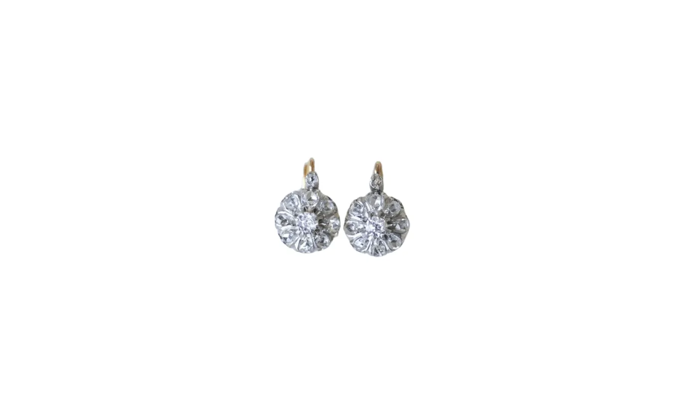 Boucles d'oreilles dormeuses Or jaune Platine Diamants sold by 58 Facettes