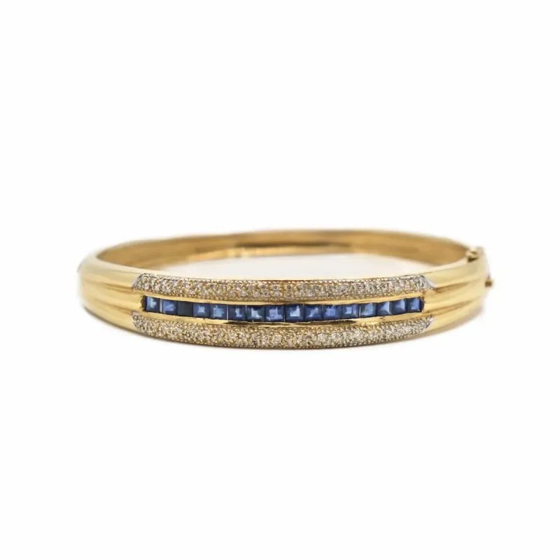 Bracelet jonc 2 Ors jaune Saphirs Diamants sold by 58 Facettes