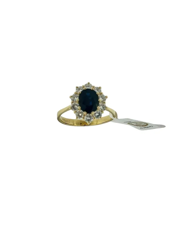 Bague cocktail en or jaune saphir et diamants sold by 58 Facettes