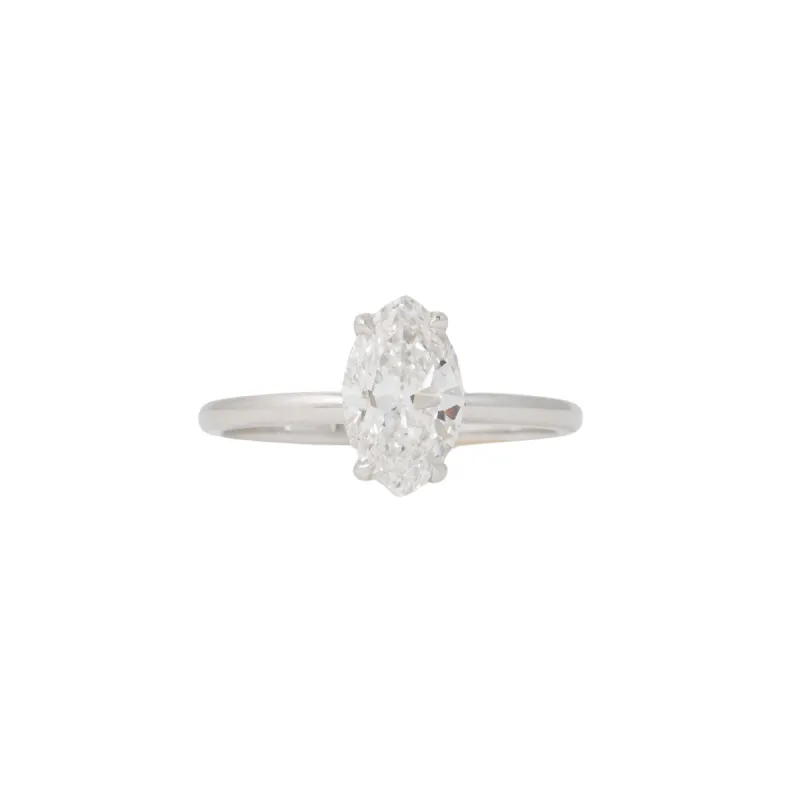 Bague en or blanc 750/1000 avec diamant taille marquise 1,56 ct made by 58 Facettes