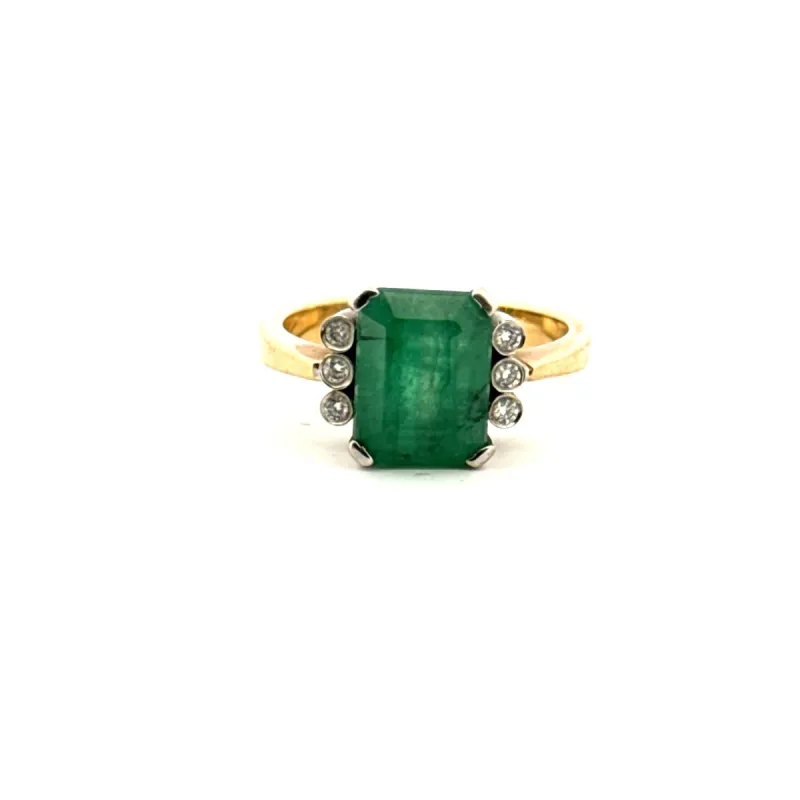 Solitaire or jaune émeraude diamants sold by 58 Facettes