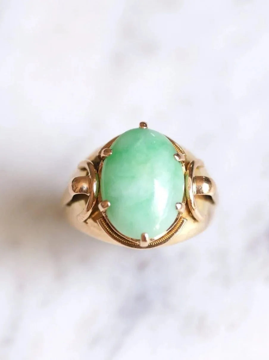 Bague chevalière boule vintage en or rose et jade sold by 58 Facettes product image thumbnail 5