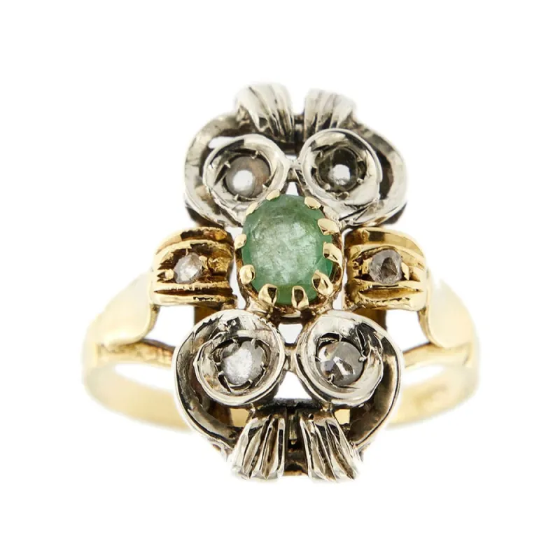 Bague vintage 2 Ors Emeraude Diamants sold by 58 Facettes
