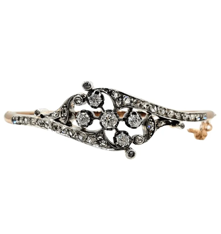 Bracelet jonc Napoléon III diamants et or rose sold by 58 Facettes