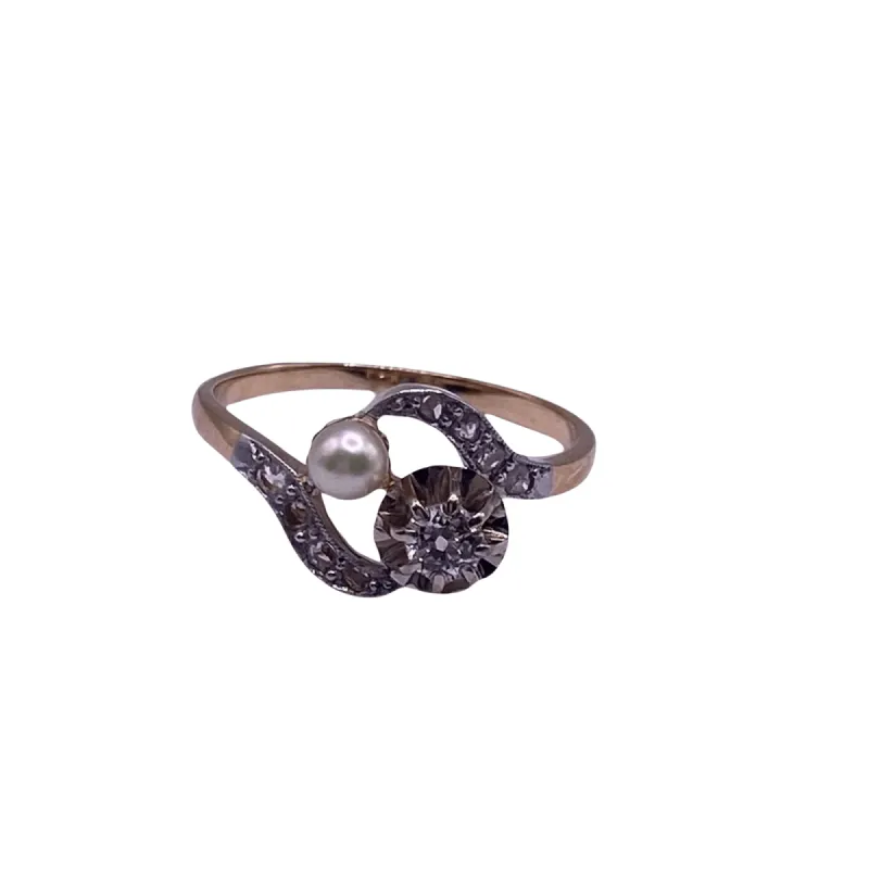 Bague Toi et Moi Or Jaune Diamants & Perle sold by 58 Facettes