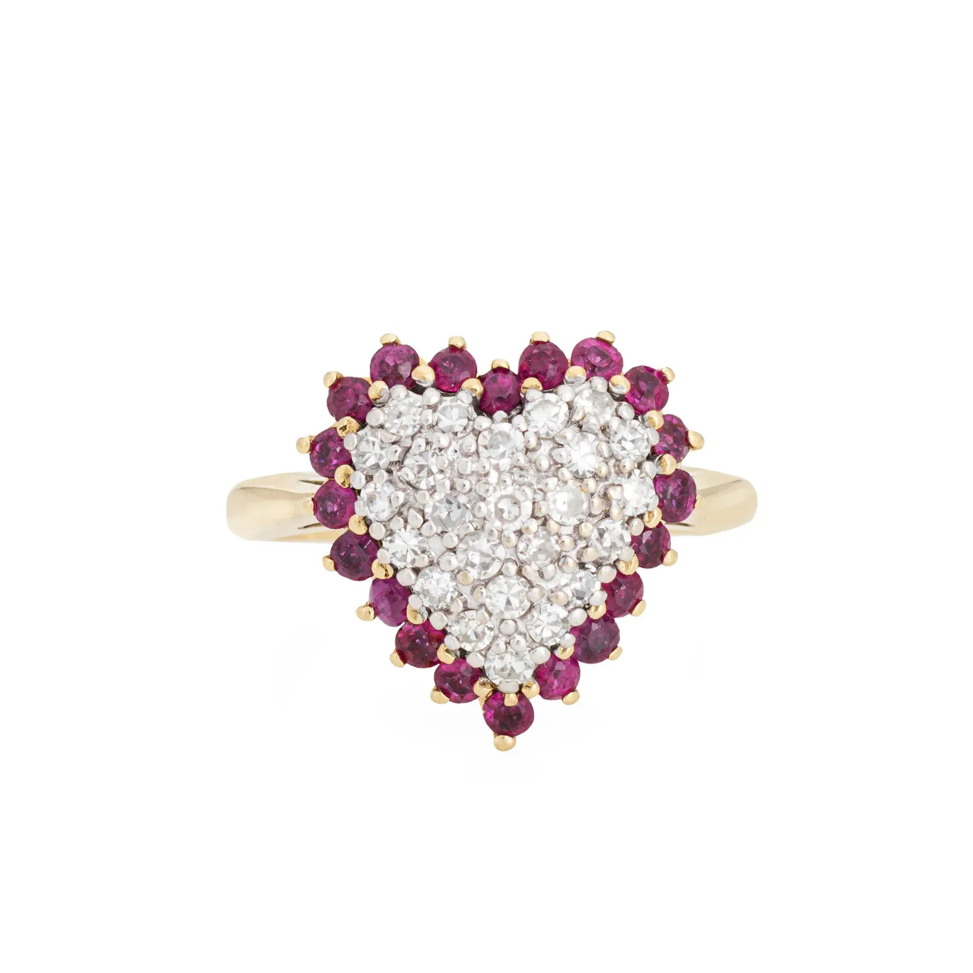 Bague coeur pavé diamants rubis sold by 58 Facettes