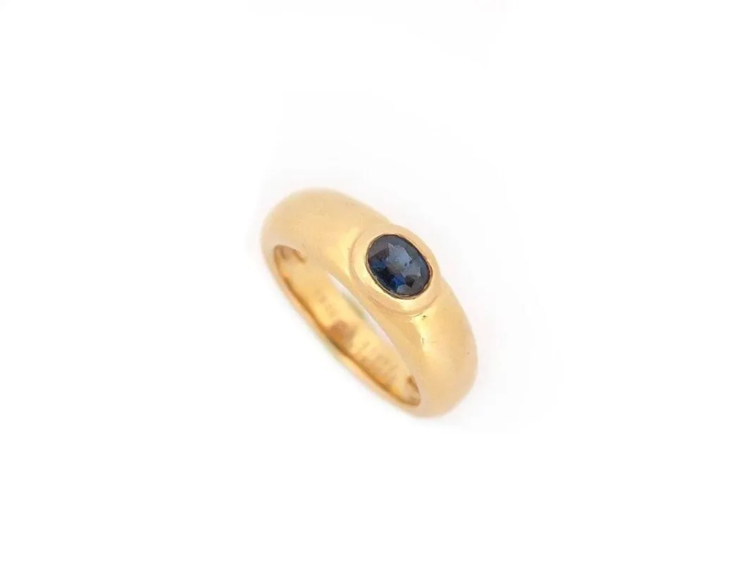 vintage bague CHAUMET jonc en or jaune et saphir made by 58 Facettes