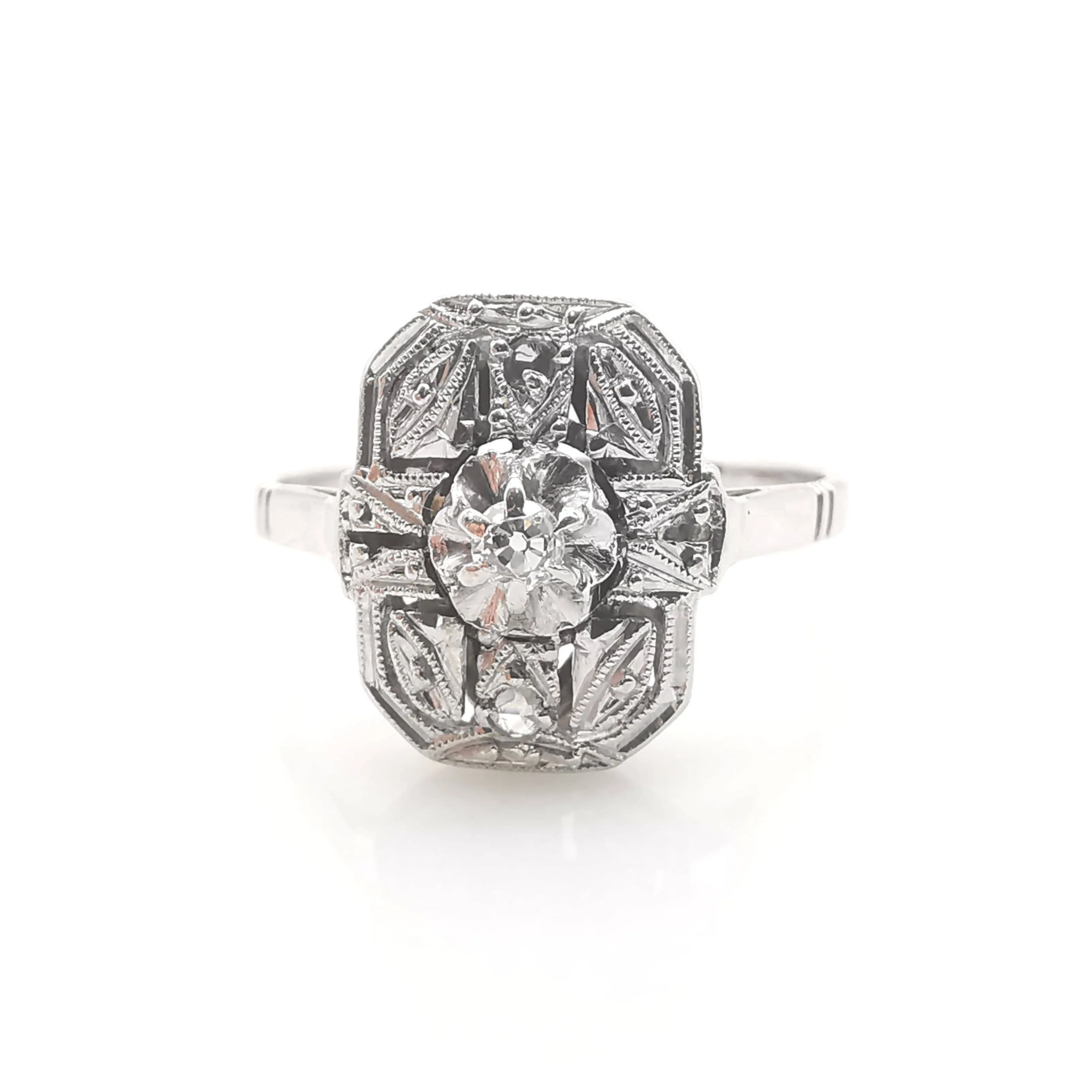 Bague or, platine et diamants sold by 58 Facettes