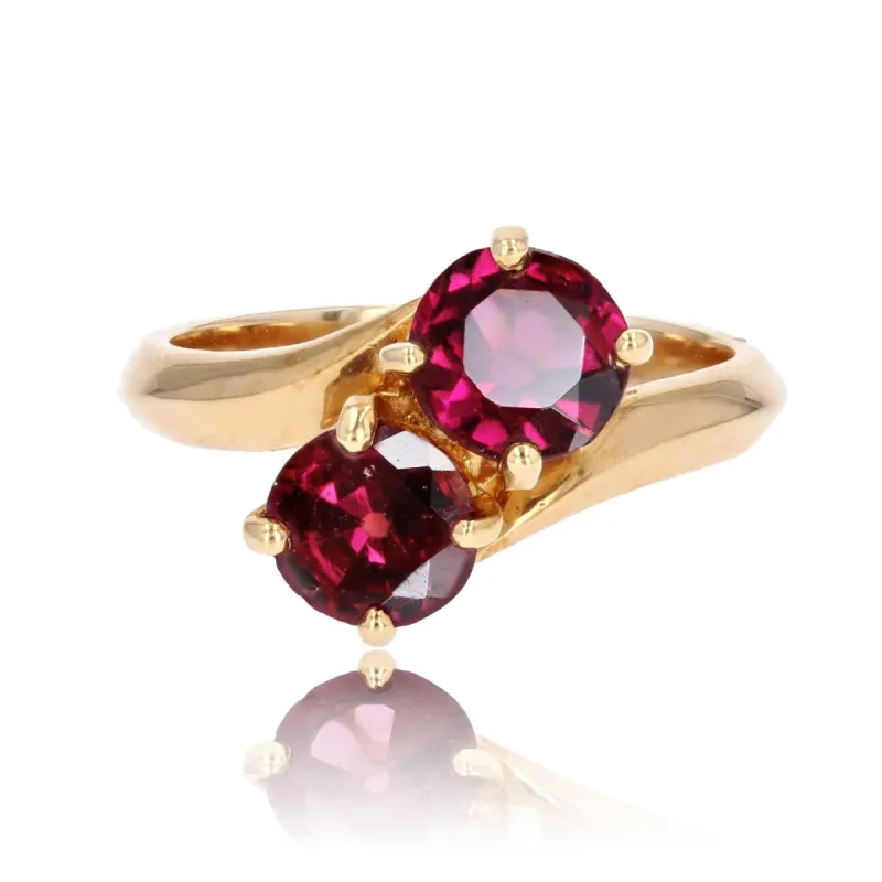 Bague Toi et Moi grenats or jaune sold by 58 Facettes