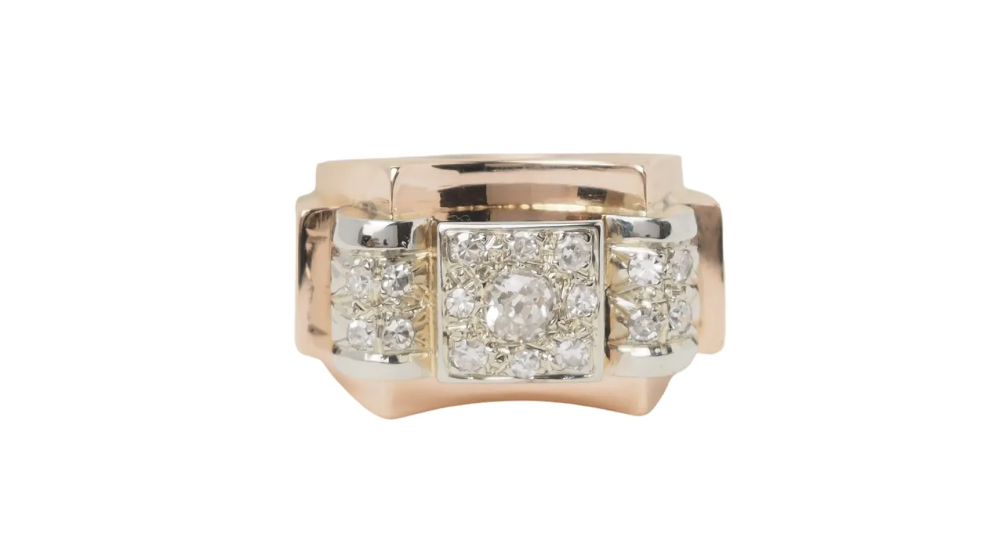 Bague Tank en or rose et diamants sold by 58 Facettes