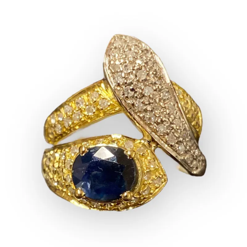 Bague 2 ors serpent saphir et diamants sold by 58 Facettes