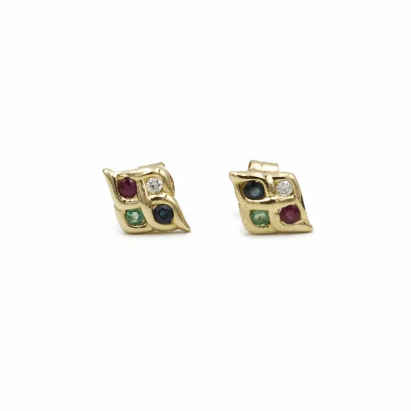 Boucles d'oreilles - Or, Diamants, Saphirs, Rubis, Emeraudes sold by 58 Facettes