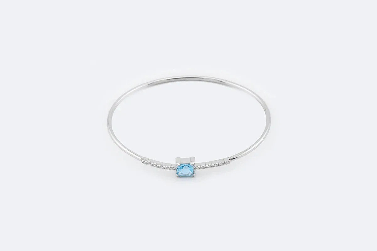 Bracciale rigido in oro bianco con topazio azzurro e zirconi sold by 58 Facettes product image thumbnail 3