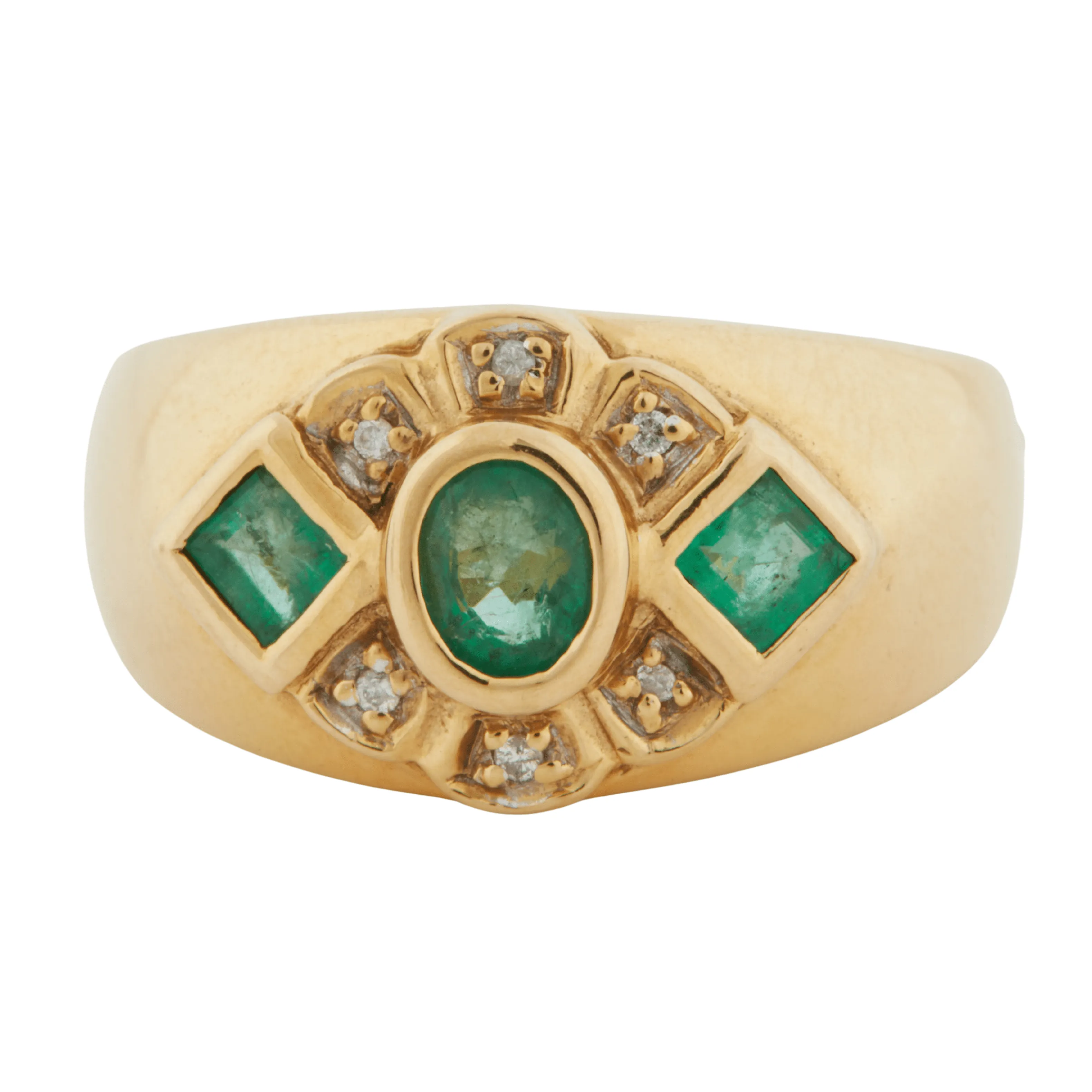 Bague Or Jaune - Emeraudes et Diamants sold by 58 Facettes