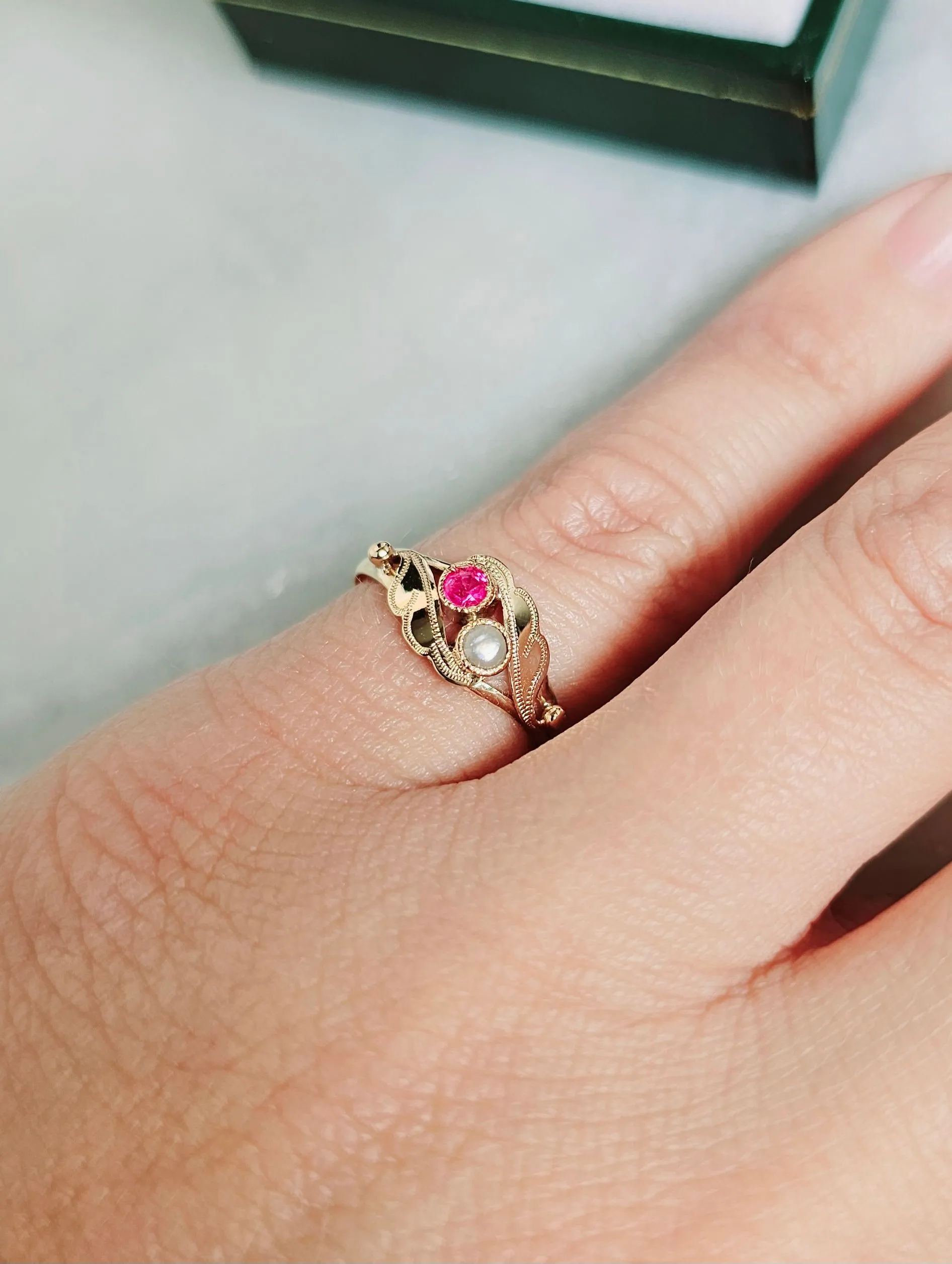 Bague toi et moi or jaune perle rubis sold by 58 Facettes product image thumbnail 3