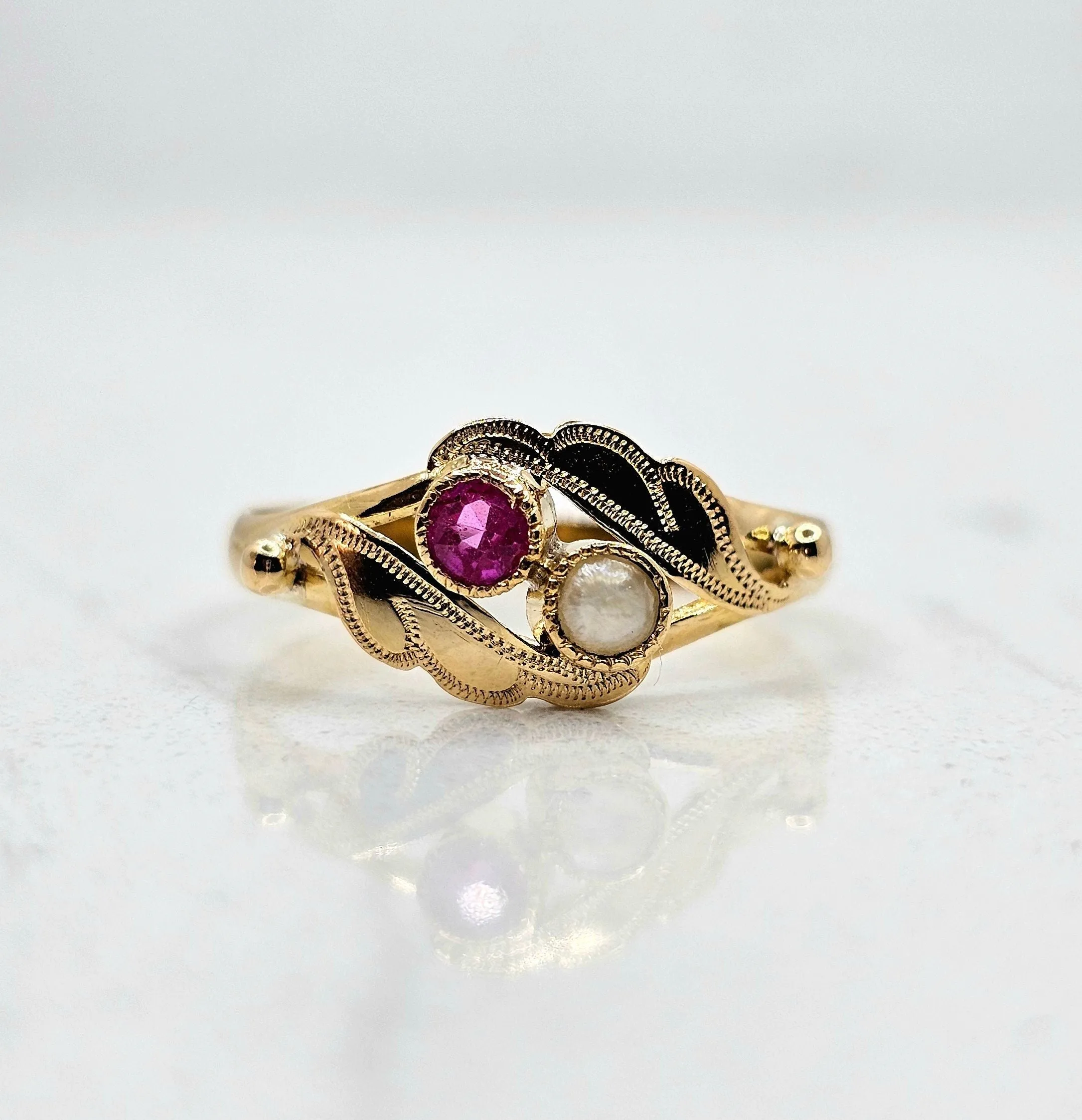 Bague toi et moi or jaune perle rubis sold by 58 Facettes product image thumbnail 2