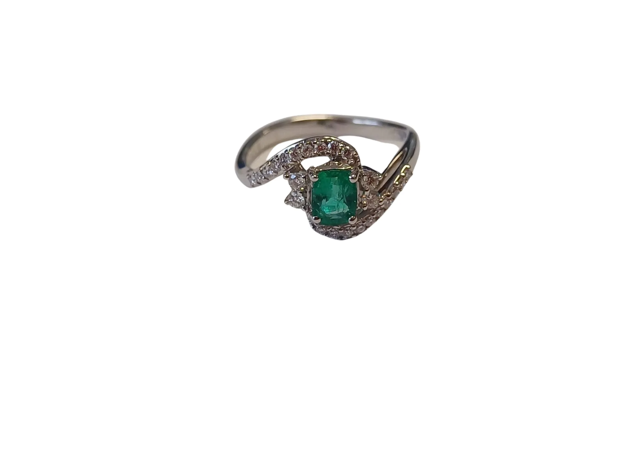 Bague en or blanc sertie d'une émeraude sold by 58 Facettes