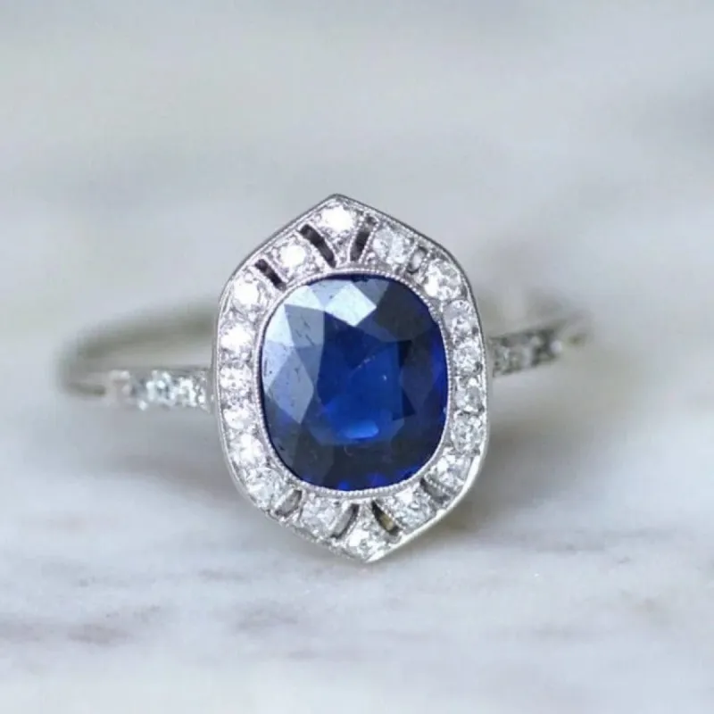Bague Art Deco saphir et diamants sold by 58 Facettes
