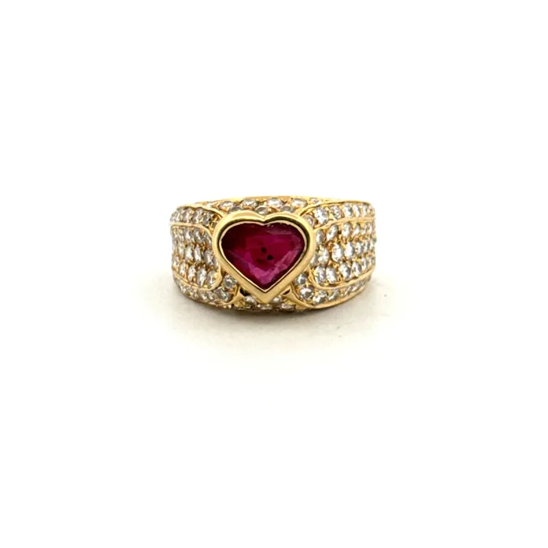 Bague Jonc Or Jaune Rubis & Diamants sold by 58 Facettes