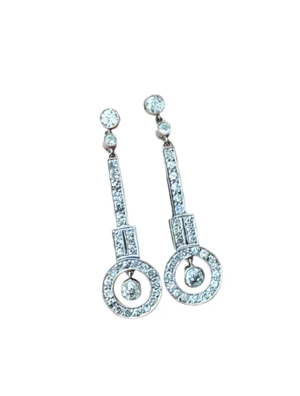 Boucles d'oreilles style Art Déco platine diamants 2.67ct sold by 58 Facettes