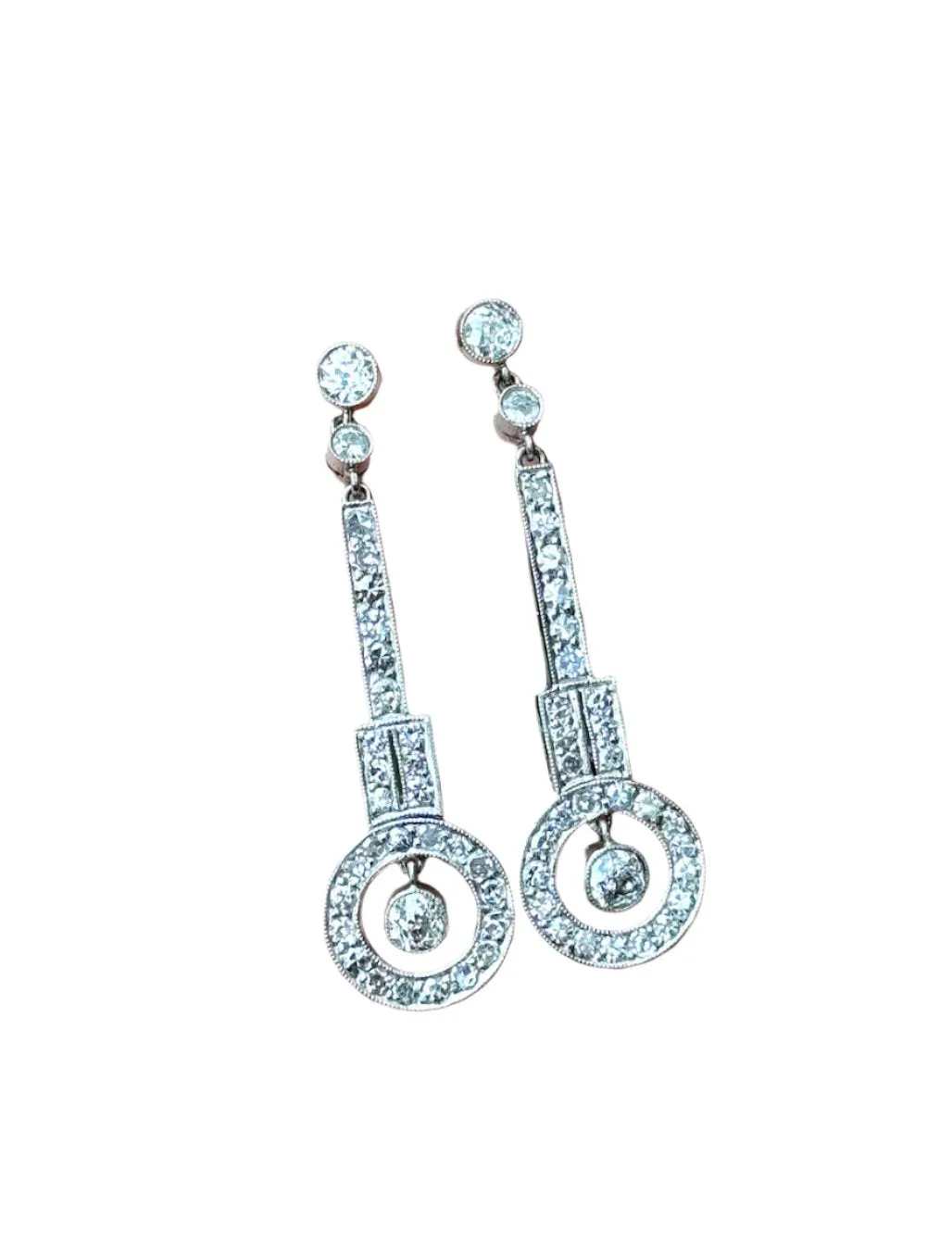 Boucles d'oreilles style Art Déco platine diamants 2.67ct sold by 58 Facettes