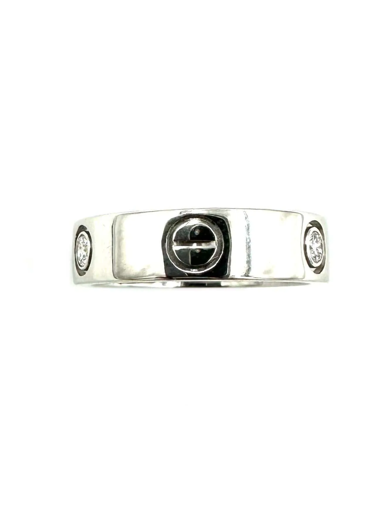 CARTIER. Collection "LOVE", bague en or blanc 18K et 3 diamants sold by 58 Facettes product image thumbnail 4