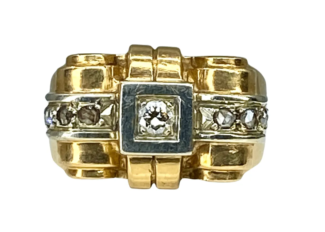 Bague TANK or jaune et diamants sold by 58 Facettes