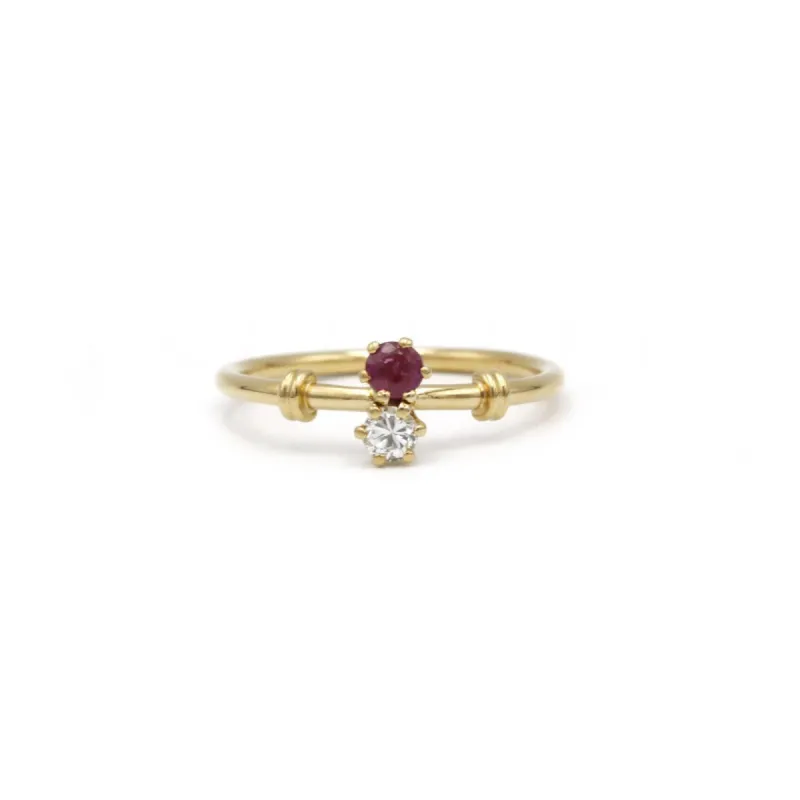 Bague or, diamant et rubis sold by 58 Facettes