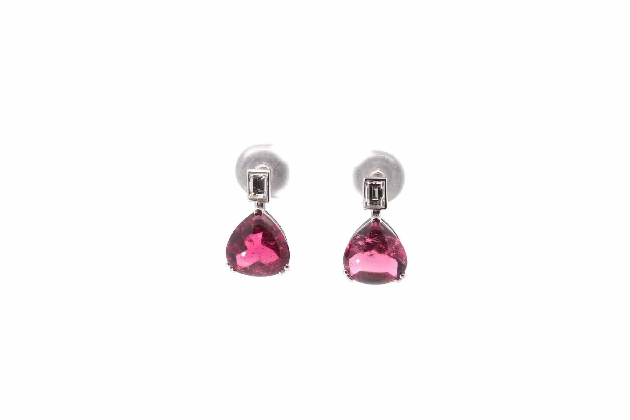 Boucles d'oreilles Or blanc Tourmalines Diamants sold by 58 Facettes product image thumbnail 3