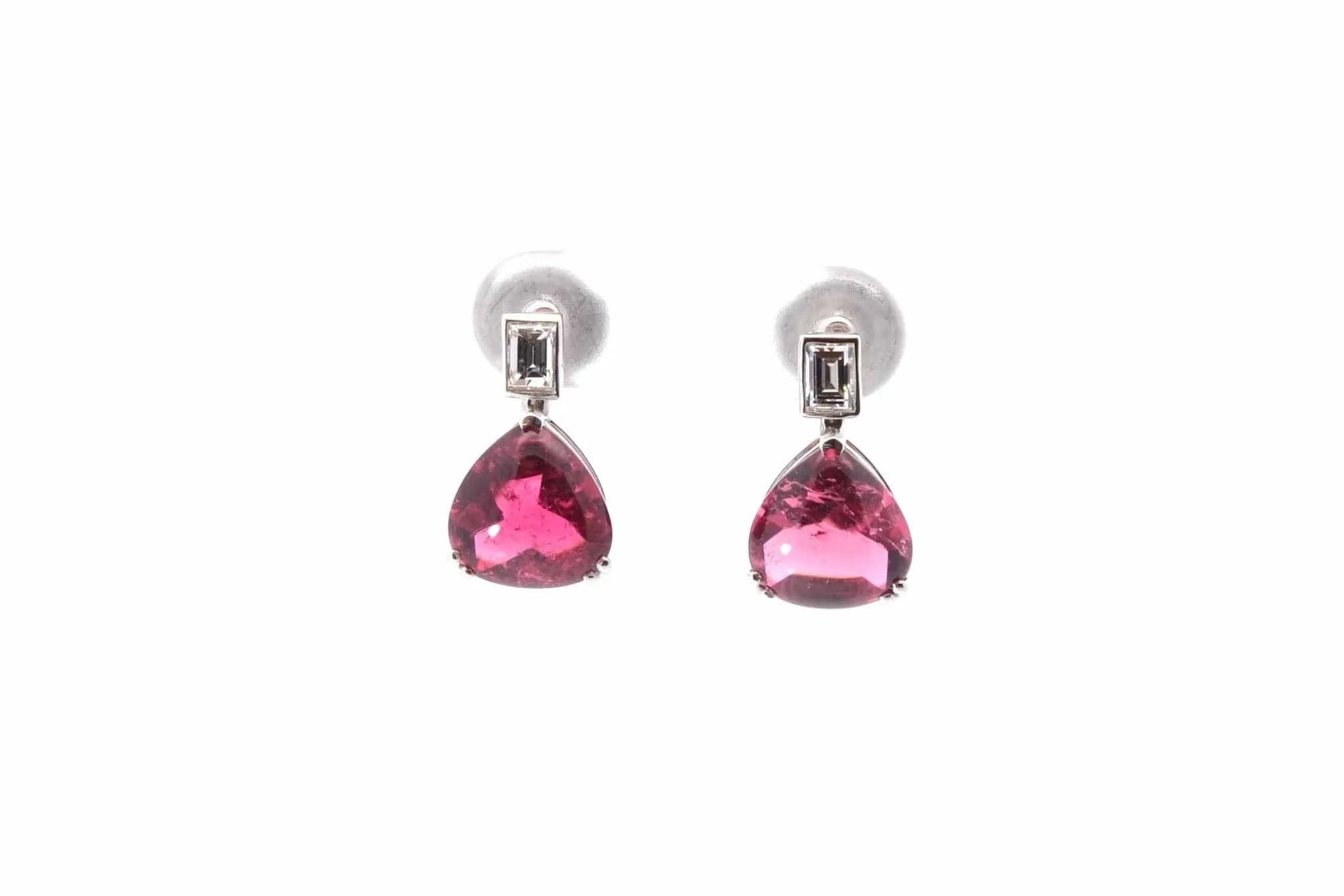 Boucles d'oreilles Or blanc Tourmalines Diamants sold by 58 Facettes product image thumbnail 2