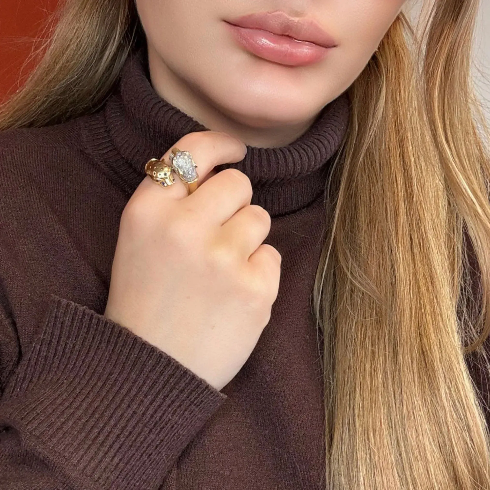 Bague Toi et Moi Panthères Or Jaune Saphirs & Diamants sold by 58 Facettes product image thumbnail 2