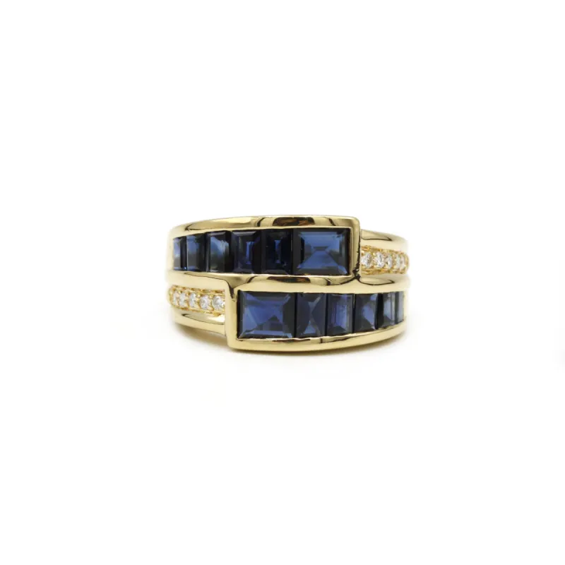 Bague style Rétro Diamants & Saphirs sold by 58 Facettes
