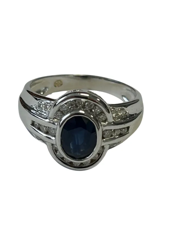 Bague en or blanc ornée d'un saphir sold by 58 Facettes
