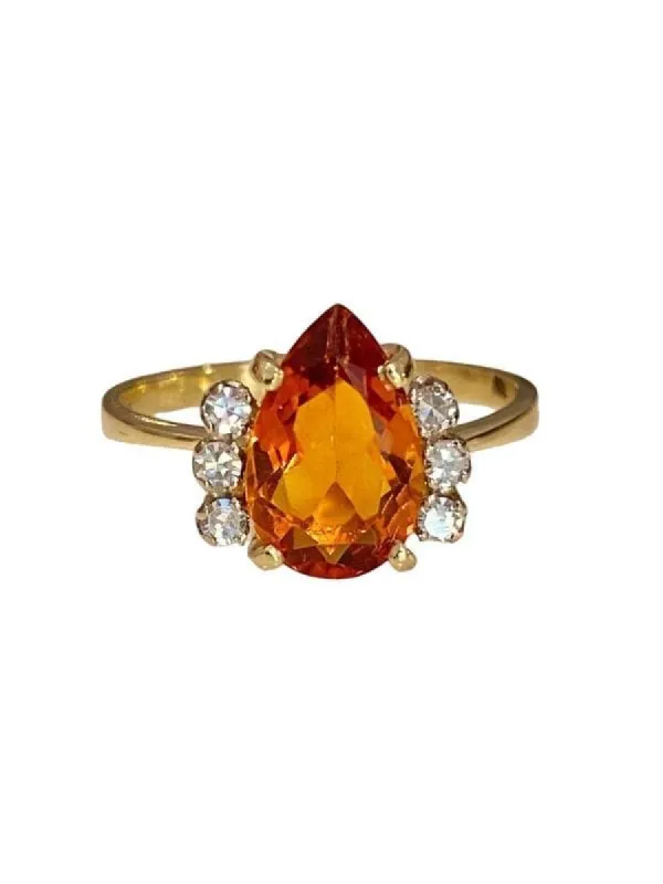 Bague or jaune citrine et diamants sold by 58 Facettes