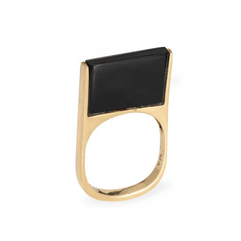 Bague empilable carrée Onyx des années 70 vintage Or jaune sold by 58 Facettes