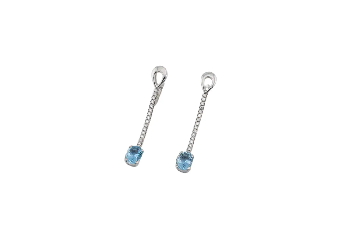 Boucles d'oreilles en or blanc avec diamants et aigue-marine sold by 58 Facettes
