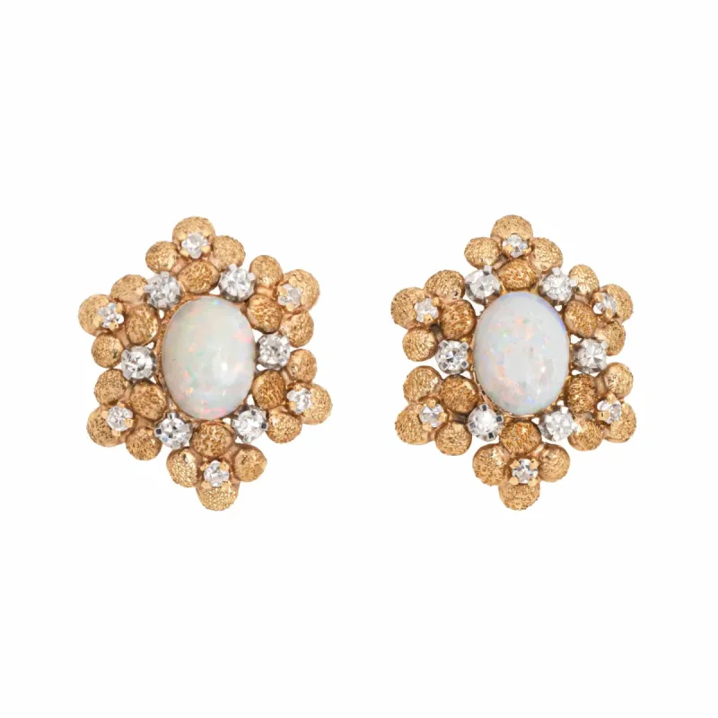Boucles d'oreilles Vintage Opale Diamant Années 60 Or Jaune sold by 58 Facettes