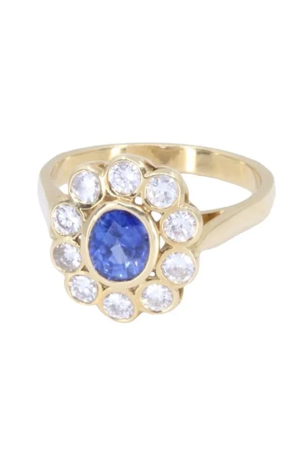 BAGUE MARGUERITE SAPHIR ET DIAMANTS sold by 58 Facettes