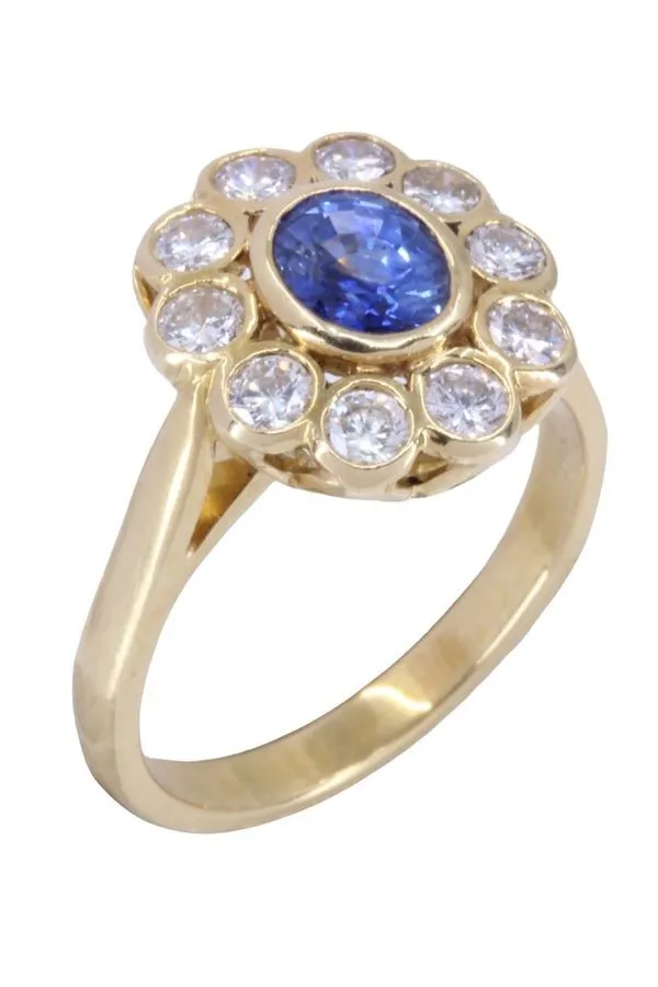 BAGUE MARGUERITE SAPHIR ET DIAMANTS sold by 58 Facettes product image thumbnail 4