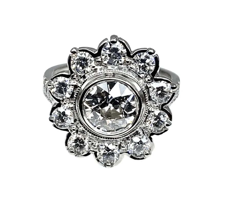 Bague marguerite en or blanc et diamant sold by 58 Facettes
