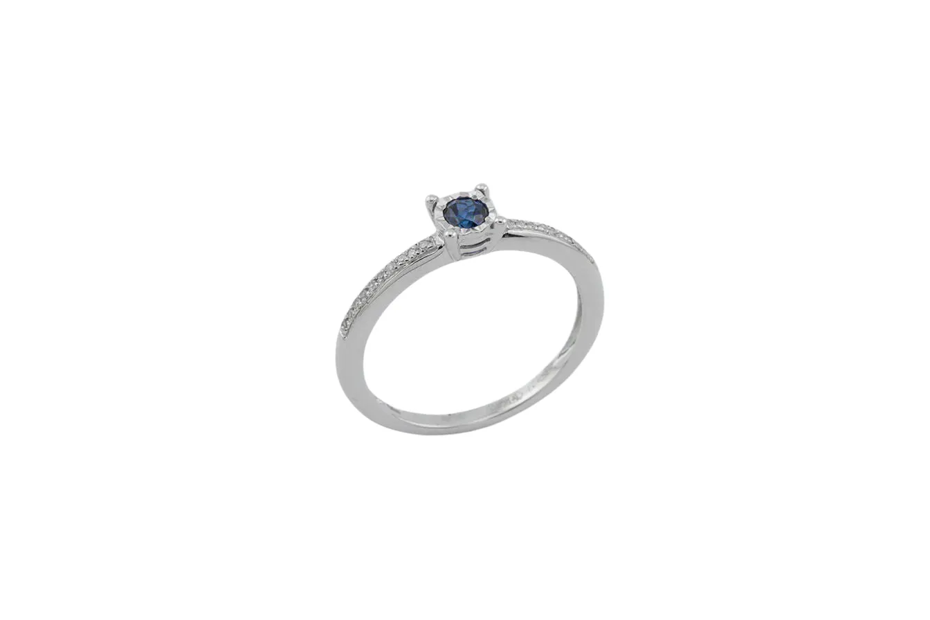 Anello in oro bianco con zaffiro e diamanti sold by 58 Facettes