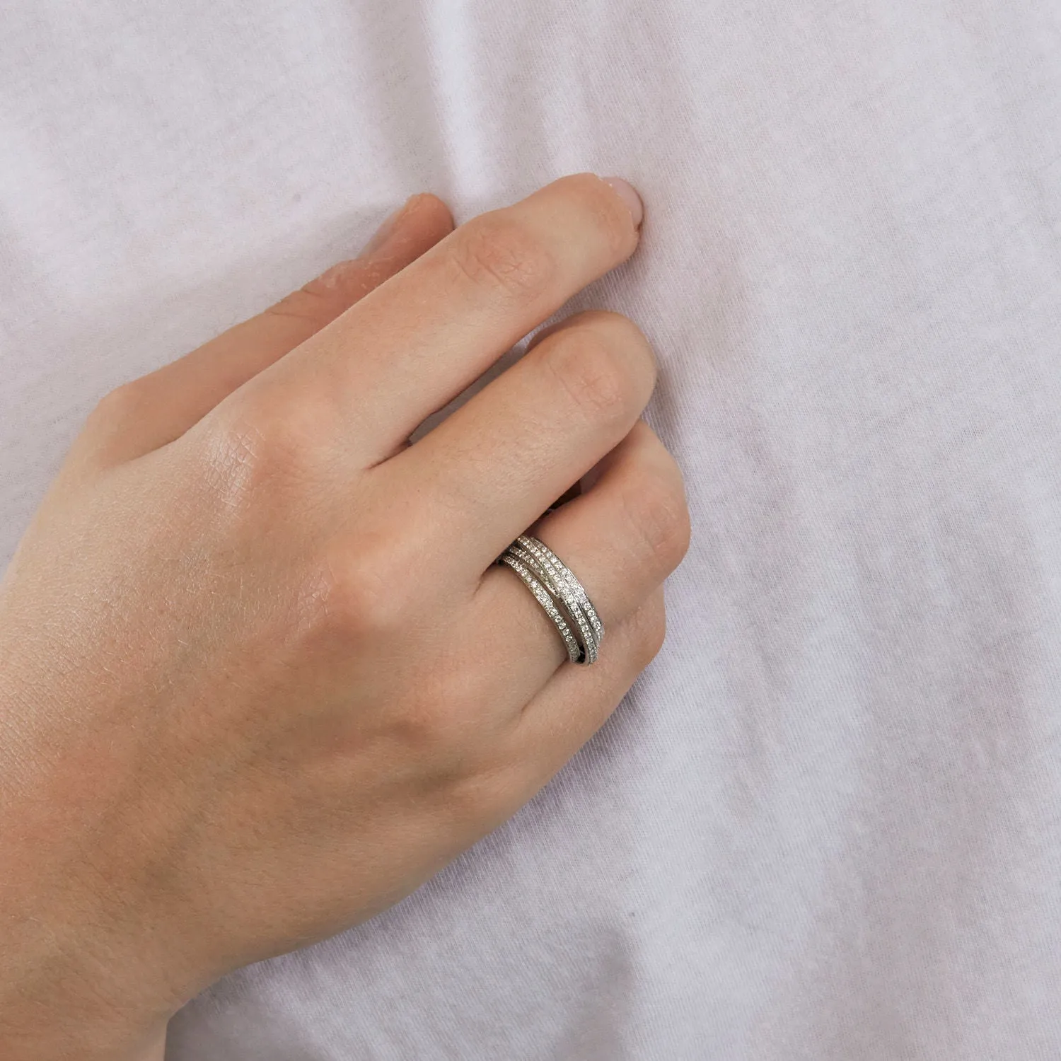 Bague or blanc 4 anneaux diamants sold by 58 Facettes product image thumbnail 2