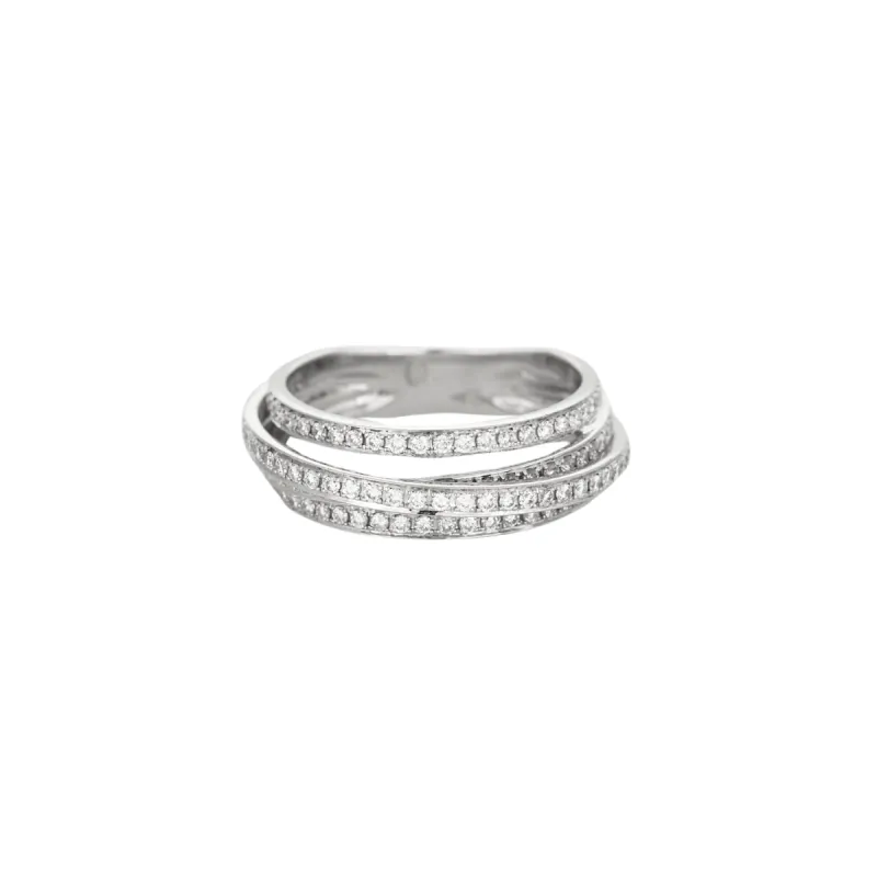 Bague or blanc 4 anneaux diamants sold by 58 Facettes