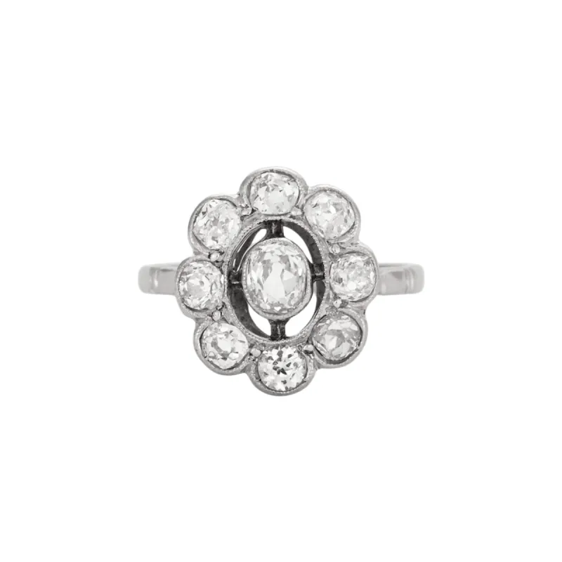 Bague Fleur or gris et diamants taille ancienne sold by 58 Facettes