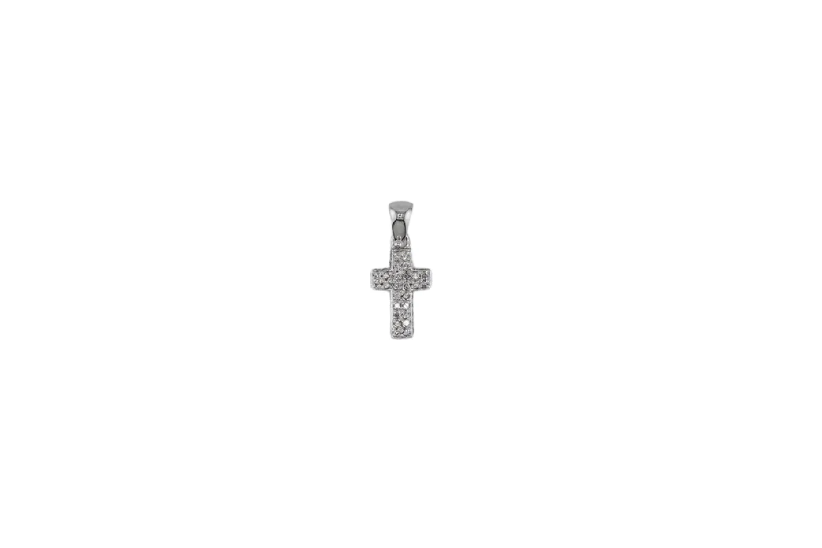Pendentif crucifix en or blanc pavé de diamants sold by 58 Facettes