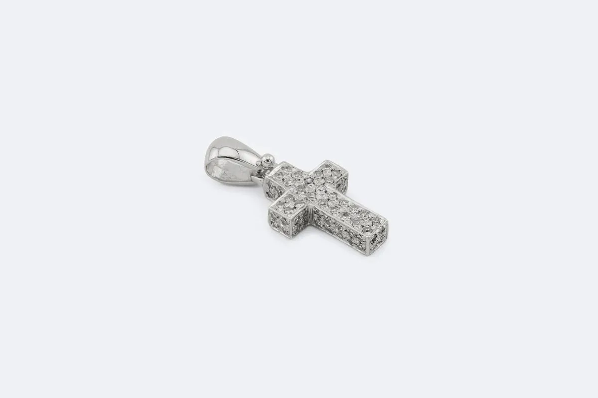 Pendentif crucifix en or blanc pavé de diamants sold by 58 Facettes product image thumbnail 3