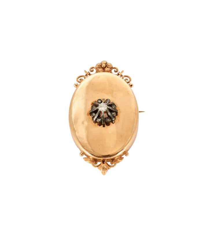 Broche en or rose et diamant de taille ancienne sold by 58 Facettes